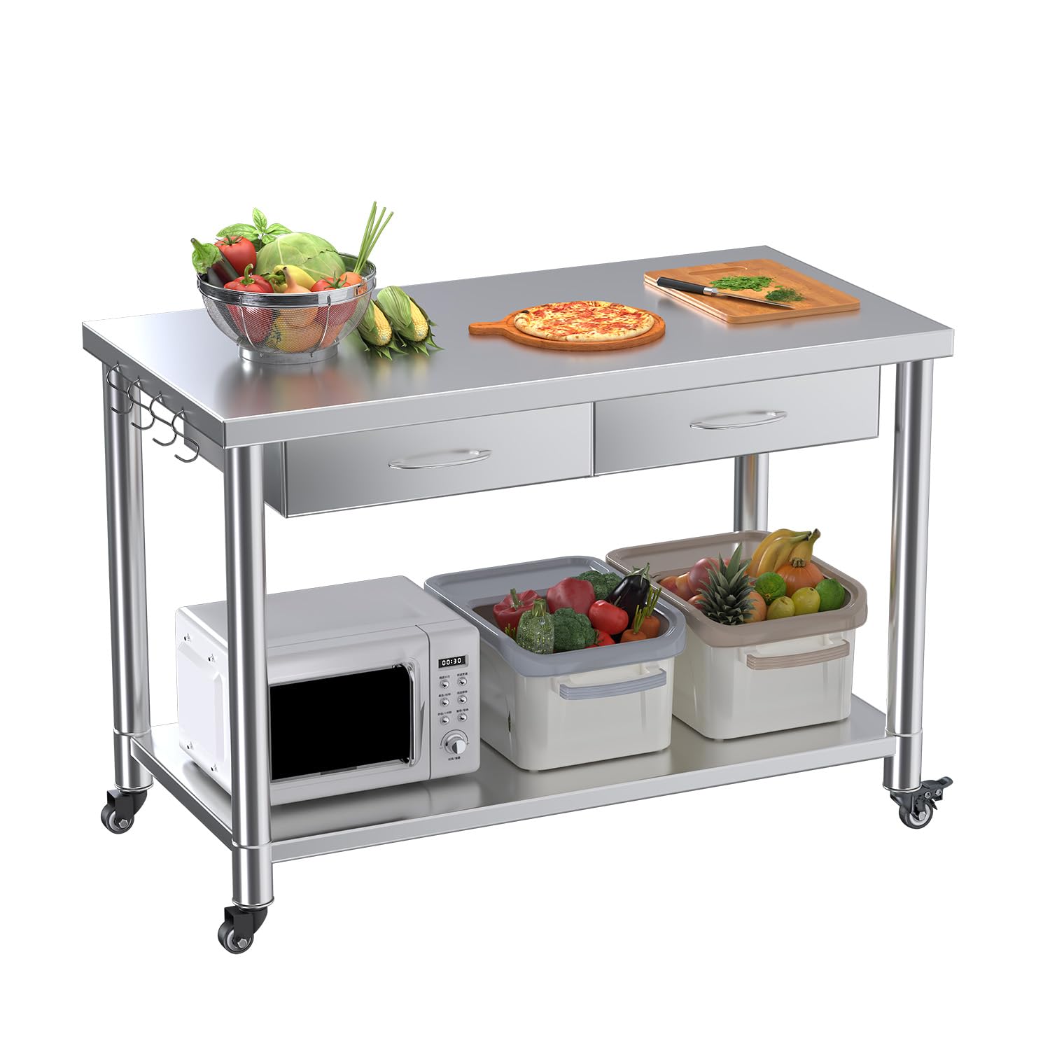 Commercial Kitchen Prep Table - Mesa de Acero Inoxidable con Cajón,