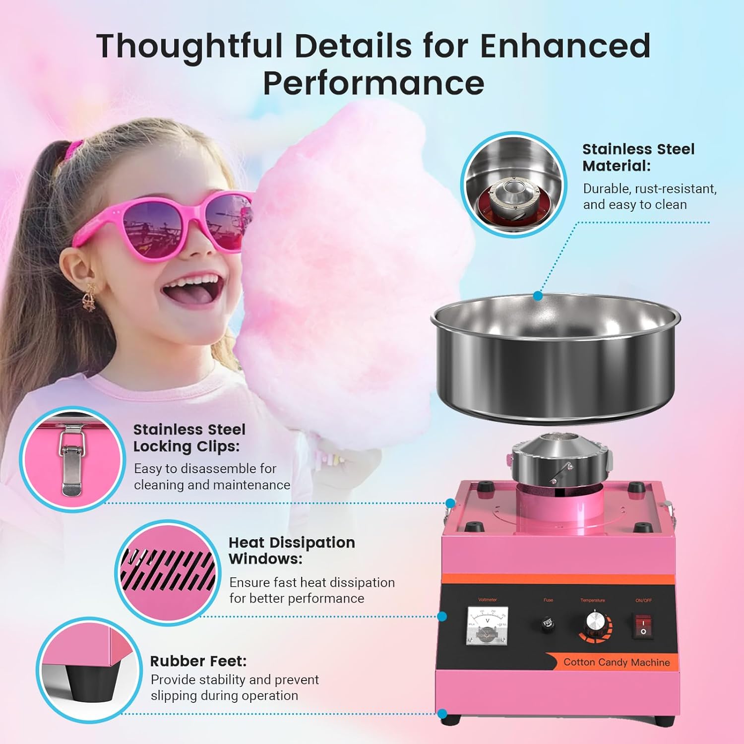 Máquina de Algodón de Azúcar E - Candy Floss Machine Commercial reseña y precio