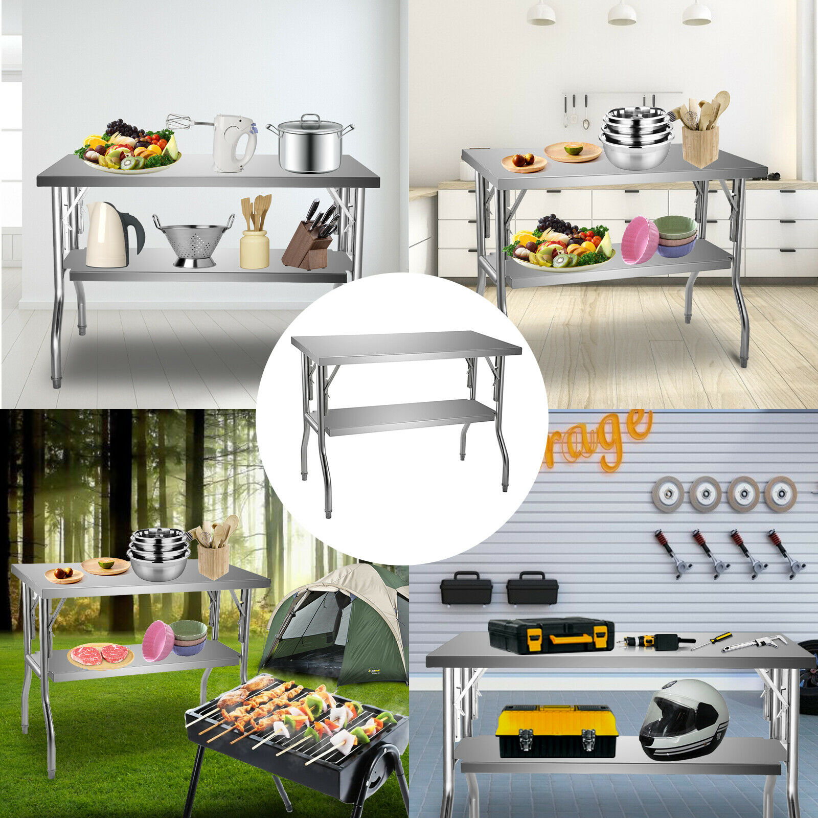 Mesas de preparación de trabaj - Commercial Kitchen Prep Table With Storage reseña y precio