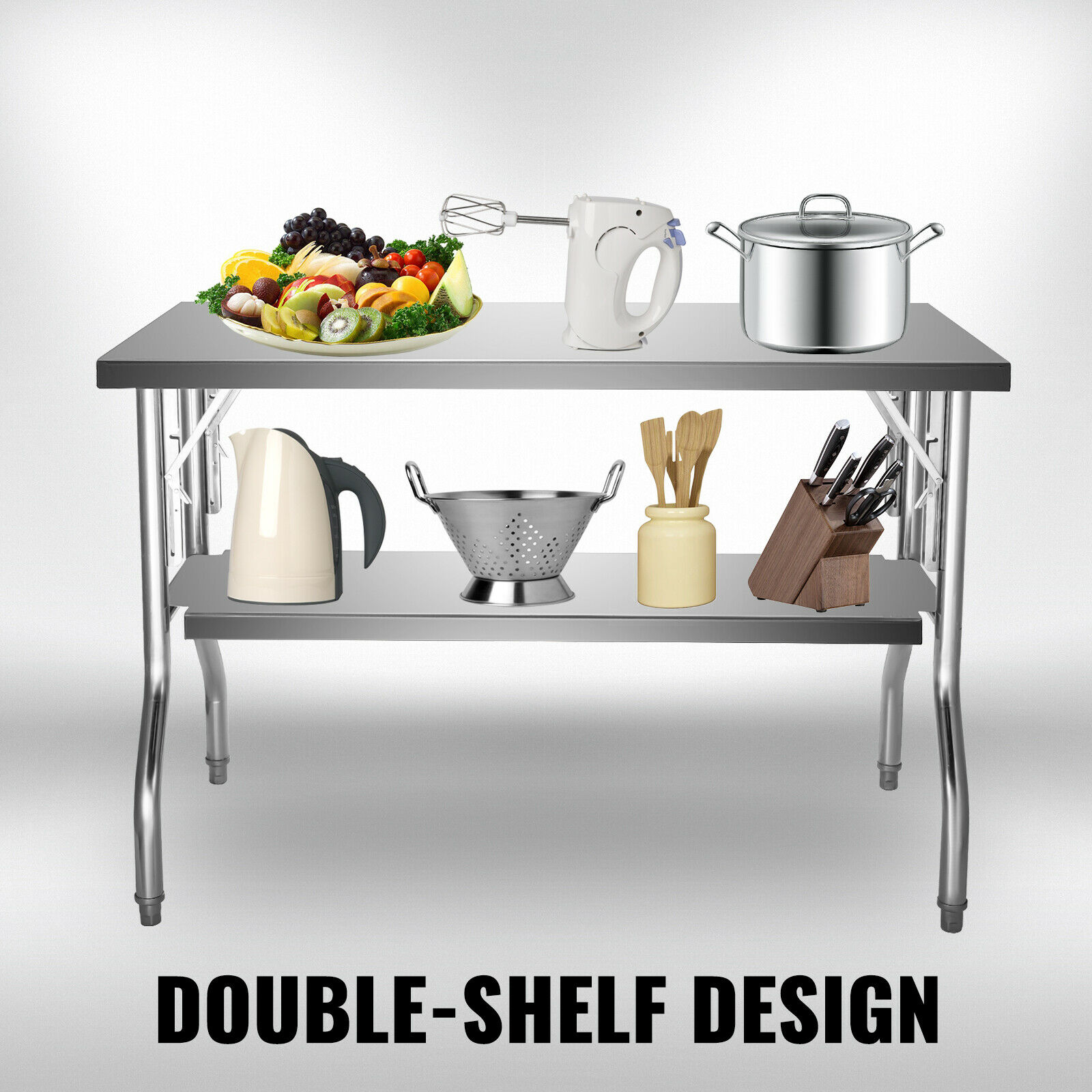 Mesas de preparación de trabaj - Commercial Kitchen Prep Table With Storage reseña y precio