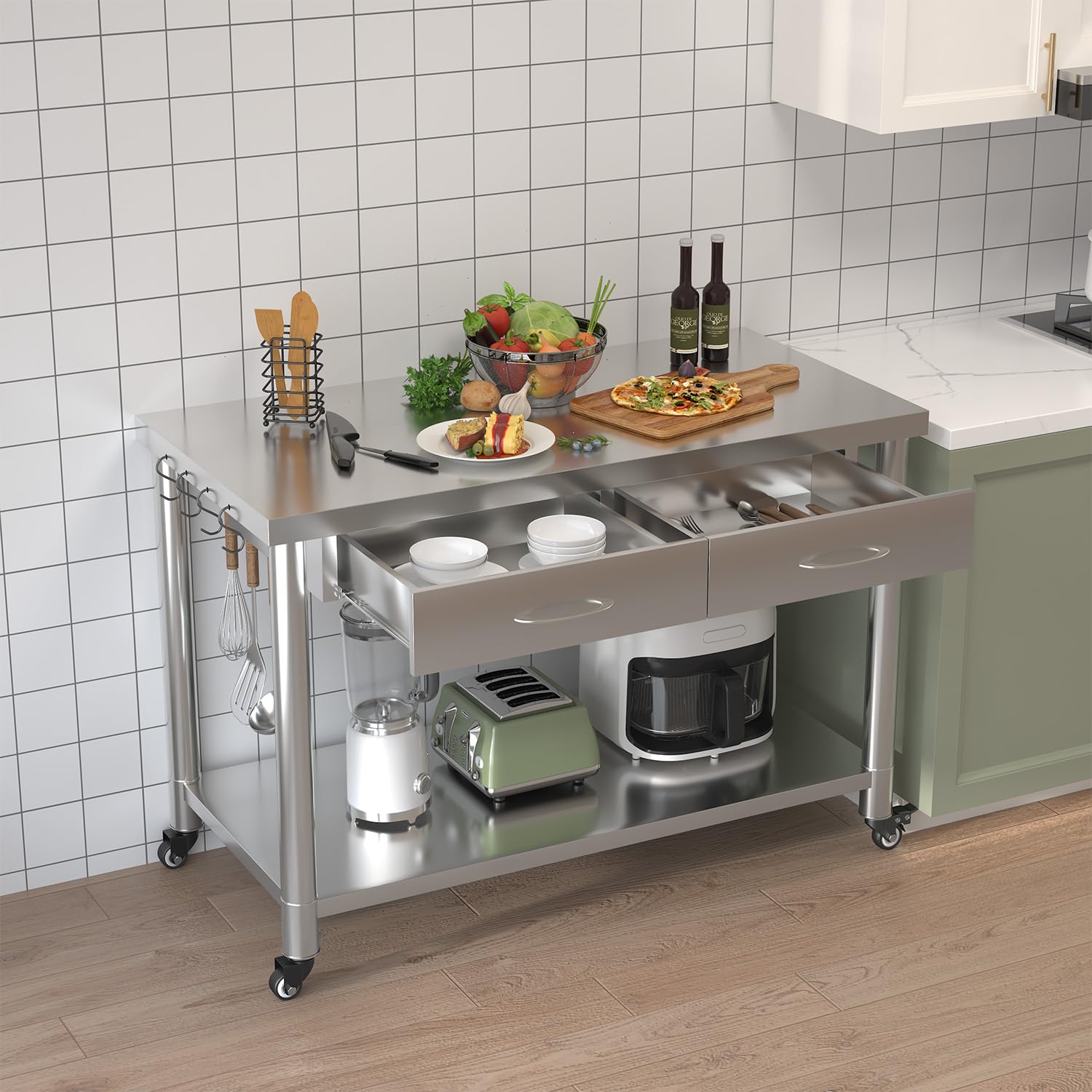 Mesa de Acero Inoxidable con C - Commercial Kitchen Prep Table reseña y precio