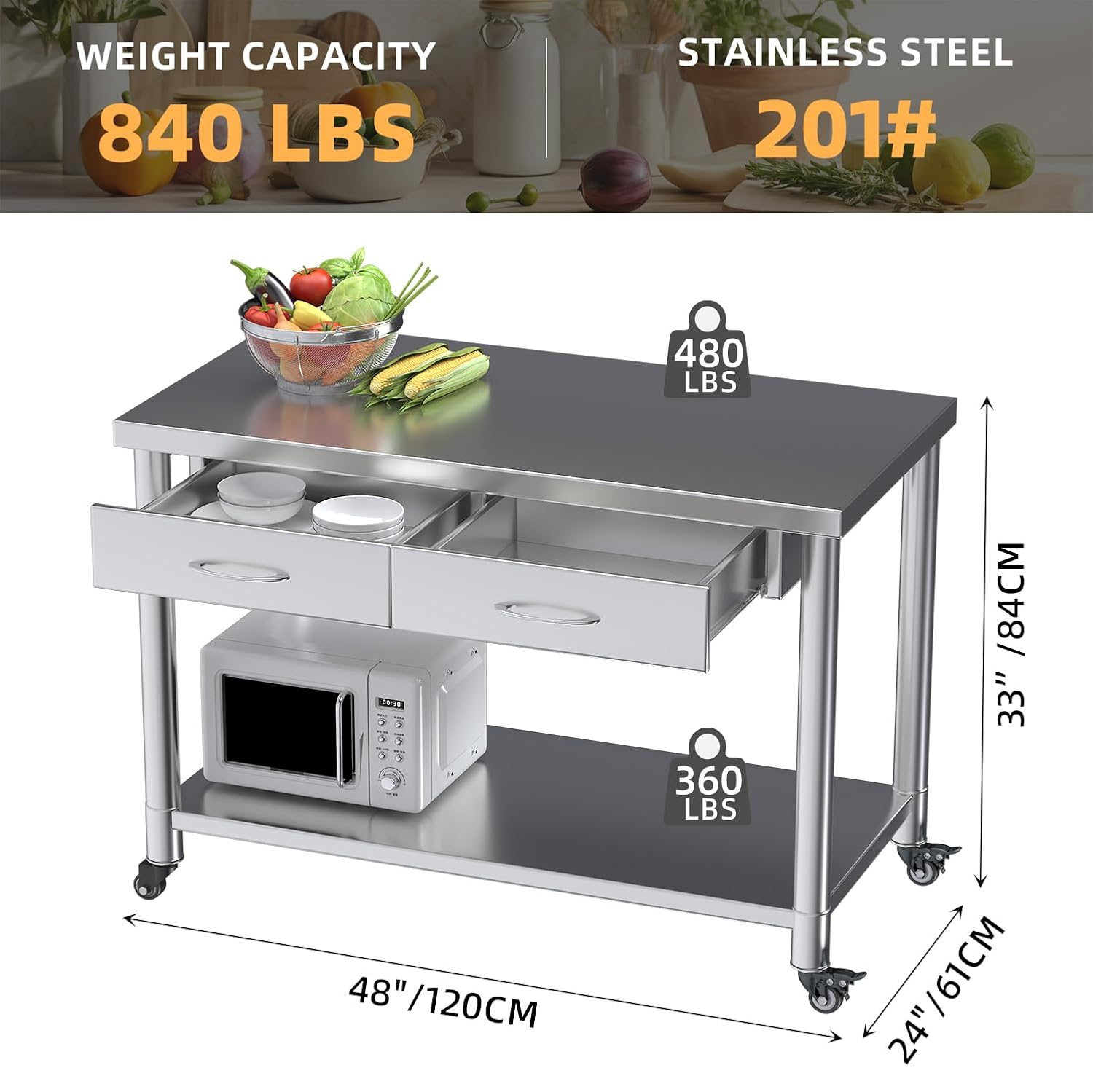 Mesa de Acero Inoxidable con C - Commercial Kitchen Prep Table reseña y precio