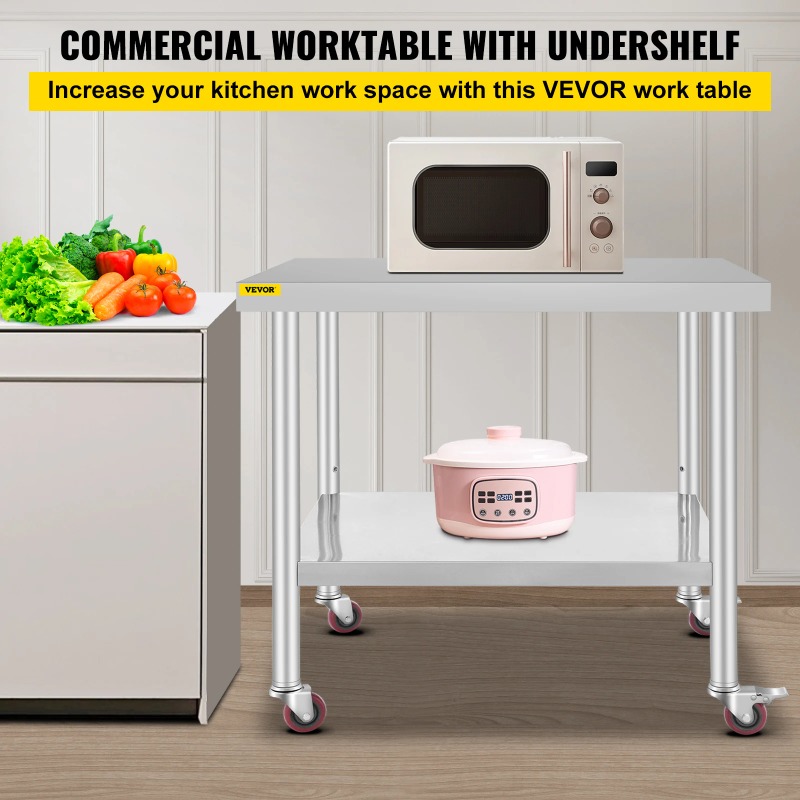 Mesa de Preparación de Cocina  - Commercial Kitchen Prep Table With Storage reseña y precio