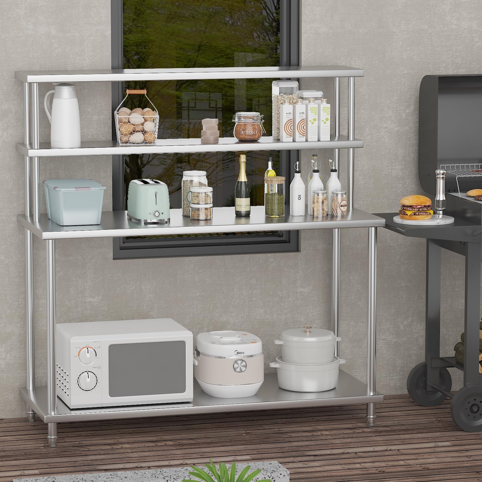 Mesa de Acero Inoxidable con E - Commercial Kitchen Prep Table With Storage reseña y precio