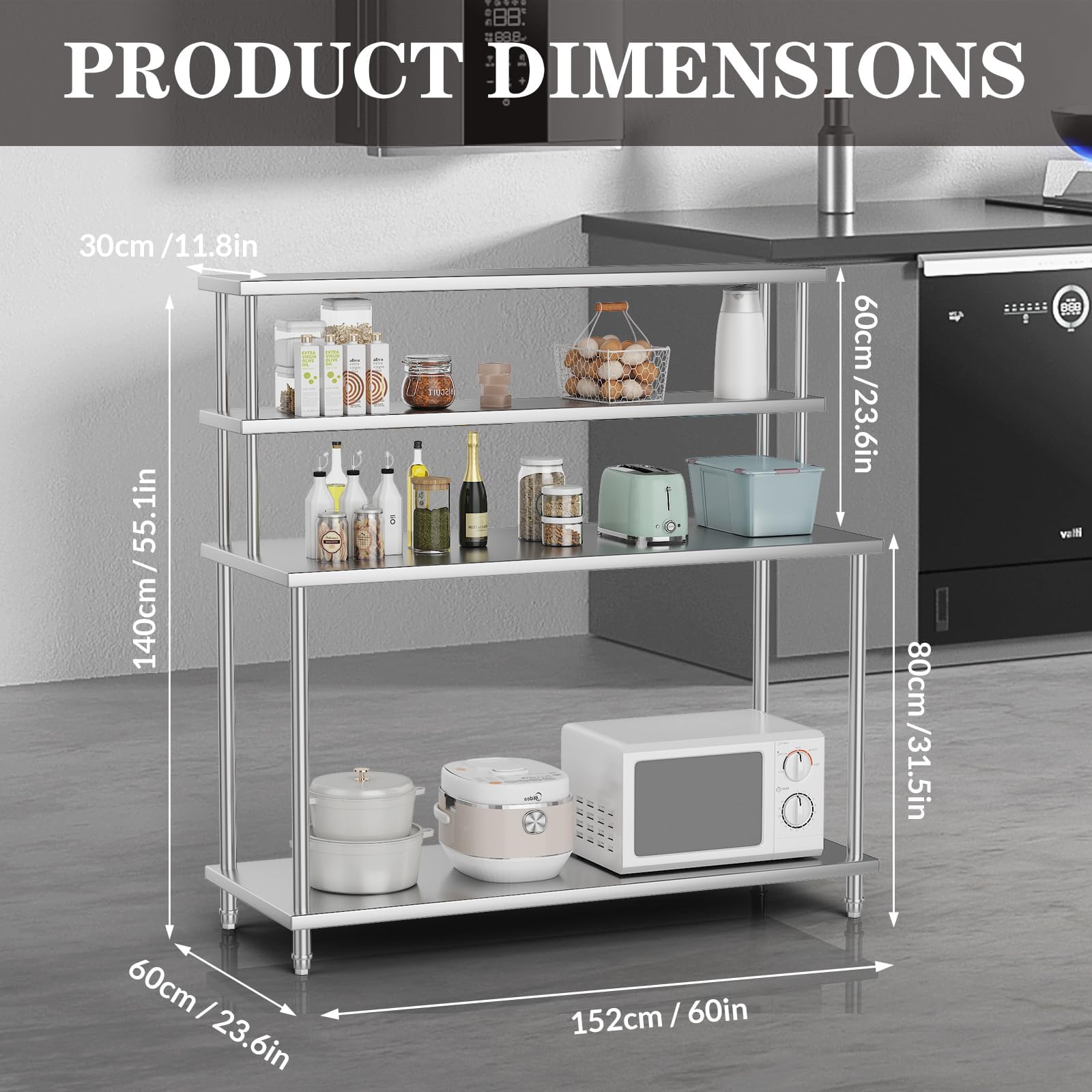 Mesa de Acero Inoxidable con E - Commercial Kitchen Prep Table With Storage reseña y precio