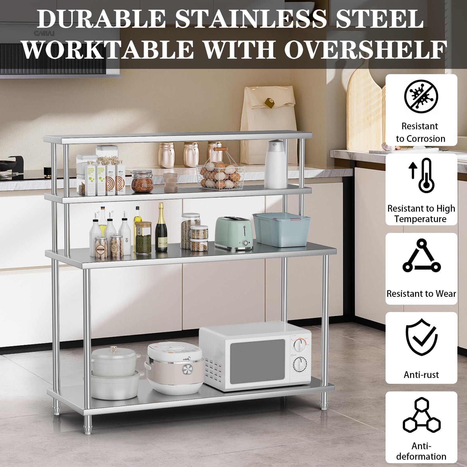 Mesa de Acero Inoxidable con E - Commercial Kitchen Prep Table With Storage reseña y precio